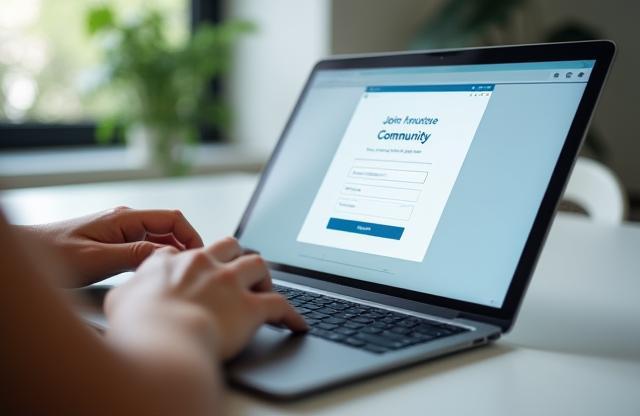 Pessoa se inscrevendo em um formulário online em um computador.